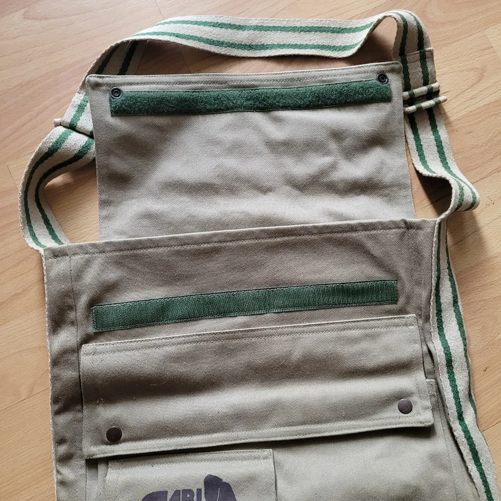 Khaki Canvas Messenger Safari Bag
